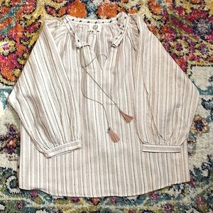 🎈Boho Cream Stripe Tunic Top